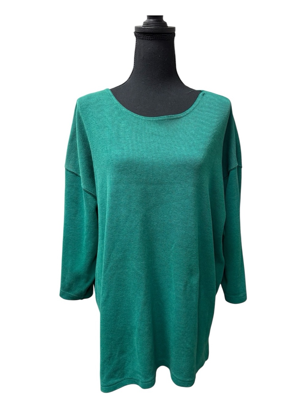 Chaus Green Tunic Top Size 3 3/4 Sleeve Oversized Soft Casual Chic Blouse